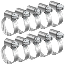 Bolatus 10-16mm Adjustable Hose Clamps, 10 Pcs Stainless Steel Worm Drive Clips for Securing Hose Connections and Gas Pipe
