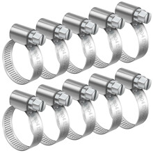 Bolatus Adjustable Hose Clips, 10 Pcs Stainless Steel Worm Drive Clamps for Securing Hose Connections Home Gas Pipe Water Pipe and Fuel Line Flexible