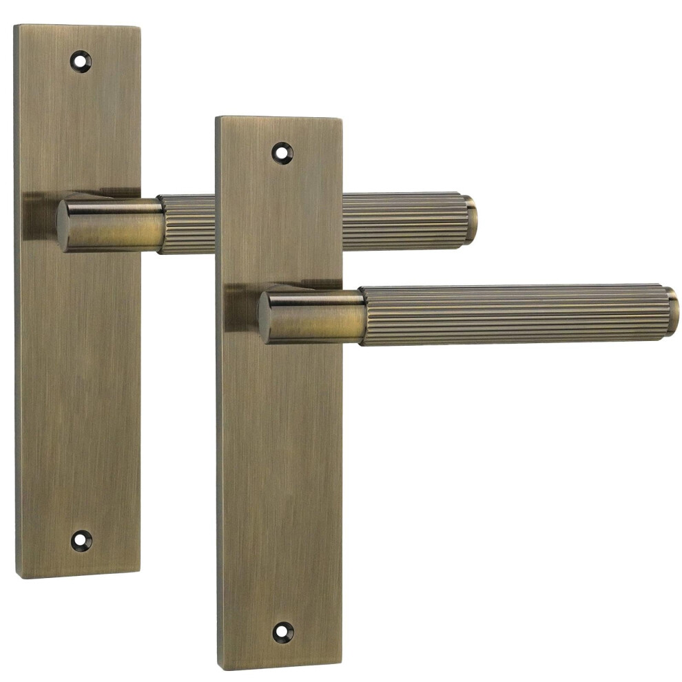Decoranddecor Hera Antique Brass Knurled Backplate Door Handles Set Â Lever Operation Internal Hardware With 145Mm Handle On 200X45mm Panel For 5051226944505
