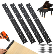 4 Pcs Heavy Duty Piano Hinges for Wood, 30cm/12 inch Continuous Hinges with Holes, Stainless Steel Cabinet Hinge for Cabinet Doors Pianos Windows