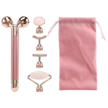 5-in-1 24k Gold Face Massager Electric Rose Quartz 3d Roller Face Lifting Body Facial Gua Sha Jade