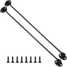 16 Inch Hook and Eye Latch, 2 Pack Black Cabin Hooks Stainless Steel Eye Gate Latch Easy Lock