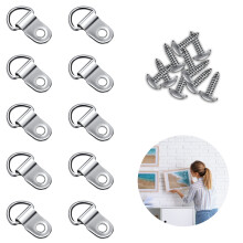 D Rings for Picture Hanging, 10 Sets Picture Hangers Hooks Picture Frame Hooks Metal D Ring Picture Hangers Canvas Hanging Kits Hook Screws for