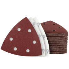 MIDO Professional Abrasive Triangle Sanding Pads 50 Pcs 93 mm 120 Grit Detail Sander Pads 6 Holes Sanding Sheets Sander Sandpaper Hook and Loop