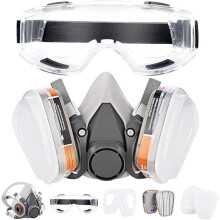upkpvid Reusable Respirator Mask with Half Face Filters & Safety Goggles, Dust Gas Proof Face Cover for Painting Sanding Polishing Spraying and