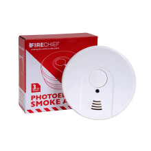 Firechief Smoke Alarm - 9V Replaceable Battery - 3 Years Warranty - Ceiling Mounted Photoelectric Smoke Alarm with LED Indicator & Test/Silence