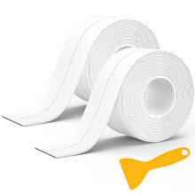 Mokani 2 Rolls Bath Sealant Strip Self Adhesive, Caulk Strip, Bathroom Sealant Tape White Waterproof, Seal Tape for Bathtub Toilet, Shower, Wall Corn