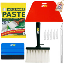 Wallpaper Paste Kit – Strong Adhesive Wallpaper Kit for Easy Hanging and Decorating - 200g (Makes 12 Pints) - Includes Pasting Brush, Smoother