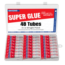 GH1200 1g x 48 Superglue with Anticlog Cap - Super Glue All Purpose Superfast, Thick & Strong Glue for Hard Plastics, DIY Craft, Ceramics, Frame