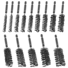 ASNOMY 14Pcs Metal Brushes for Drill, 8-25mm Stainless Steel Cylindrical Brush with Hex Shank, Boiler Brush for Impact Sander