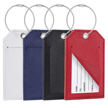 Blendura 4 Leather Luggage Tags with Personal Information Card, Suitcase Suitcase Tags and Travel Bag Tags