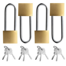 4 Pcs Long Shackle Padlock with Keys, Heavy Duty Padlocks with Keys Outdoor, for Shed Gym Locker Locks