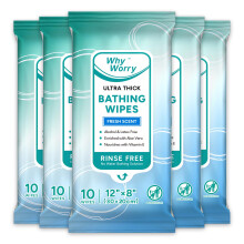 WhyWorry Ultra Thick Body Wipes for Adults No Shower, Shower Wipes with Aloe for Women, Men & Elderly, Extra Large Bed Bath Cloths for Cleansing