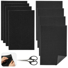 Celepoir 4 Pairs Sew on Hook and Loop with Scissor, A4 Hook and Loop Sheet for Sewing, 20cm x 30cm Black Hook and Loop Tape