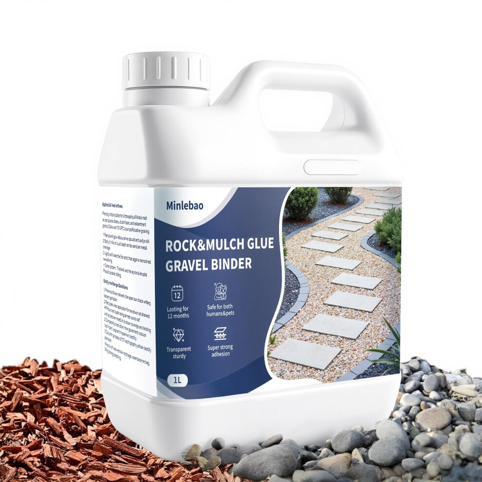 Minlebao Rock Glue,Gravel & Mulch Glue 1L - Non Toxic Rock Binder For Patios, Garden Paths, Borders & Landscapingï¼Fast-Drying, Pet Safe (1L) 5051226988646