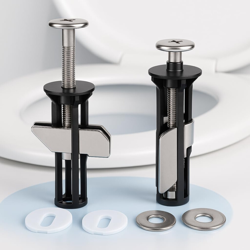 Top Fix Toilet Seat Fixing Locking Bolts Kit Â 2X 55Mm Stainless Steel Toilet Seat Hinges With Washers & Nuts 5051226988639