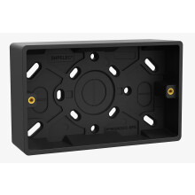 SHPELEC 2 Gang Surface Mount Pattress Box – 25mm Deep | Matt Black Plastic Back Box for Double Sockets & Switches
