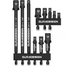 GURADESIGN 11-Piece Impact Socket Adapter Set for Drill, 3-Inch and 6-Inch Hex Shank, Socket to Drill Adapter 1/4" 3/8" 1/2" Impact Driver Adapter