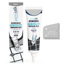 Grout - Ready Mixed Grout Reviver - Fast Drying, No Sealer Required, Perfect for Bathroom, Shower and Kitchen + Mould Protection - 250gr (Grey)