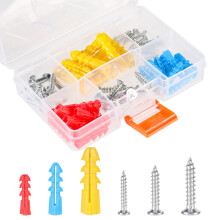Arcjunys 60 Pcs Screws and Wall Plugs Set Wall Plugs and Screws Screw and Wall Plug Set Heavy Duty Screws and Wall Plugs Kit for Brick Concrete