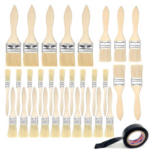 30 Pack Chip Paint Brushes Set 2.4/3.4/4.6/6 cm Wooden Handle Paint Brush and a Roll of Tape