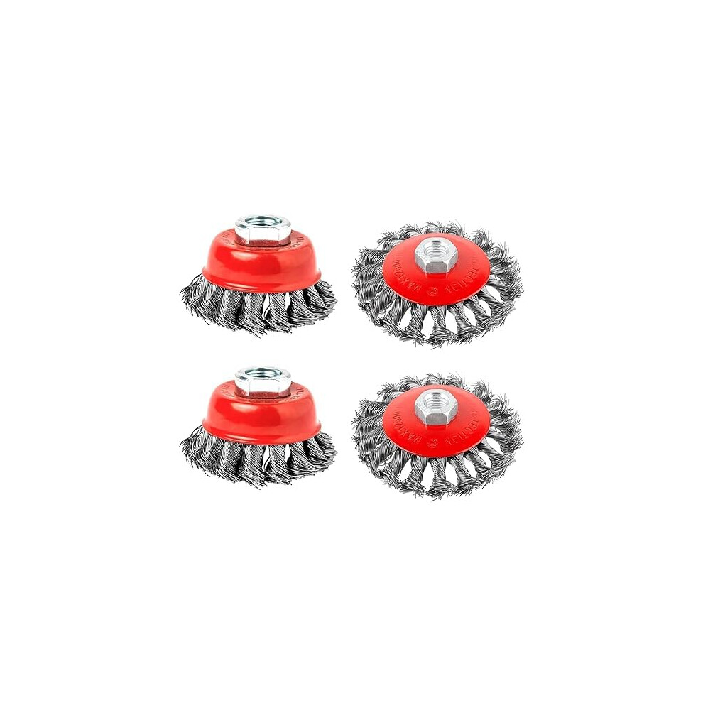 Luabue Angle Grinder Wire Brush Set Of 4, Twist Knot Wire Brush Wires Wheel For 115Mm Sander Angle Grinder W/ M14 Thread 5051226987281