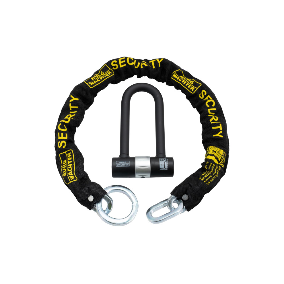 Burg Wachter 200D 16Mm Heavy Duty D-Lock Padlock & 1M Chain Â Sold Secure Diamond & Gold Rated Bike Motorcycle Ebike Scooter Security Lock 5442589004874