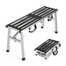 Work Platform 1000 x 300mm Folding Hop Up Platform Steel Step Ladder Stool 180KG Load Capacity for Home, Office, Workshop and Garage