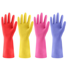 FCTTD Rubber Kitchen Dishwashing Gloves - 4 Pairs Colorful Reusable