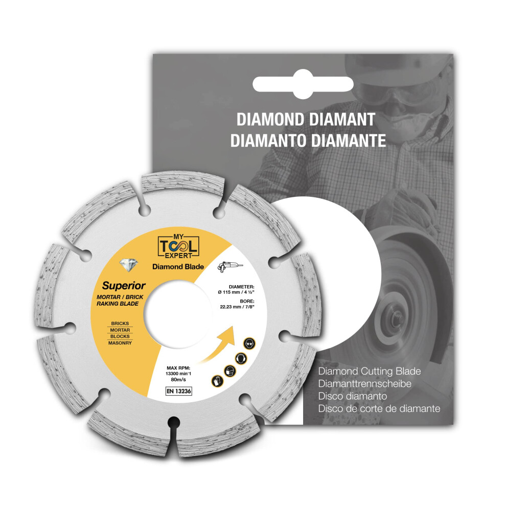Superior Diamond Mortar Rake Disc 115Mm / 4.5", Mortar Masonry Joint Raking Blade For Angle Grinder, Repointing Raker Tool For Fast Removal Of Old Mo 3795496456093
