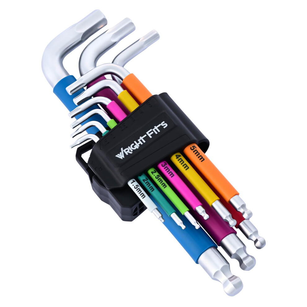 Wrightfits Metric Allen Key Set - 9 Pcs Hex Key Set - Anti-Slip Long Hex End Wrench Set, Assembling Mechanical Equipment, Vehicle 5051226953538