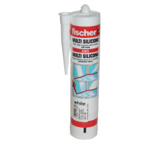 fischer 40386 Multipurpose Silicone Sealant, Kitchen and Bathroom, White, 280ml