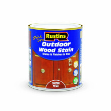 Rustins Quick Dry Outdoor Wood Stain Satin Teak 500ml- Durable and Weather-Resistant Finish, Fast Drying, Vibrant Color for Decks, Fences