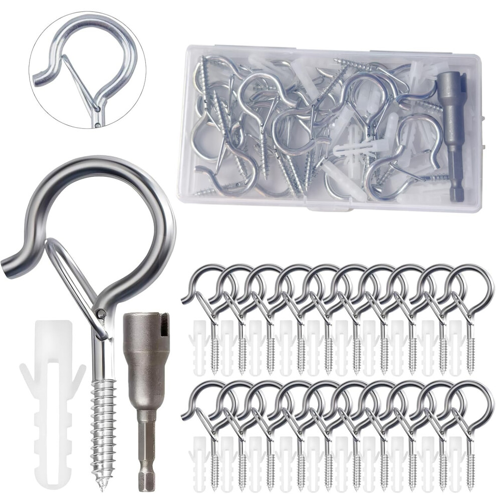 Uni-Fine 20Pcs Q Hanger Screw Hooks, 2.08Inch Screw Hooks For Festival Light, Strong Eye Hooks Screw 5051226995811