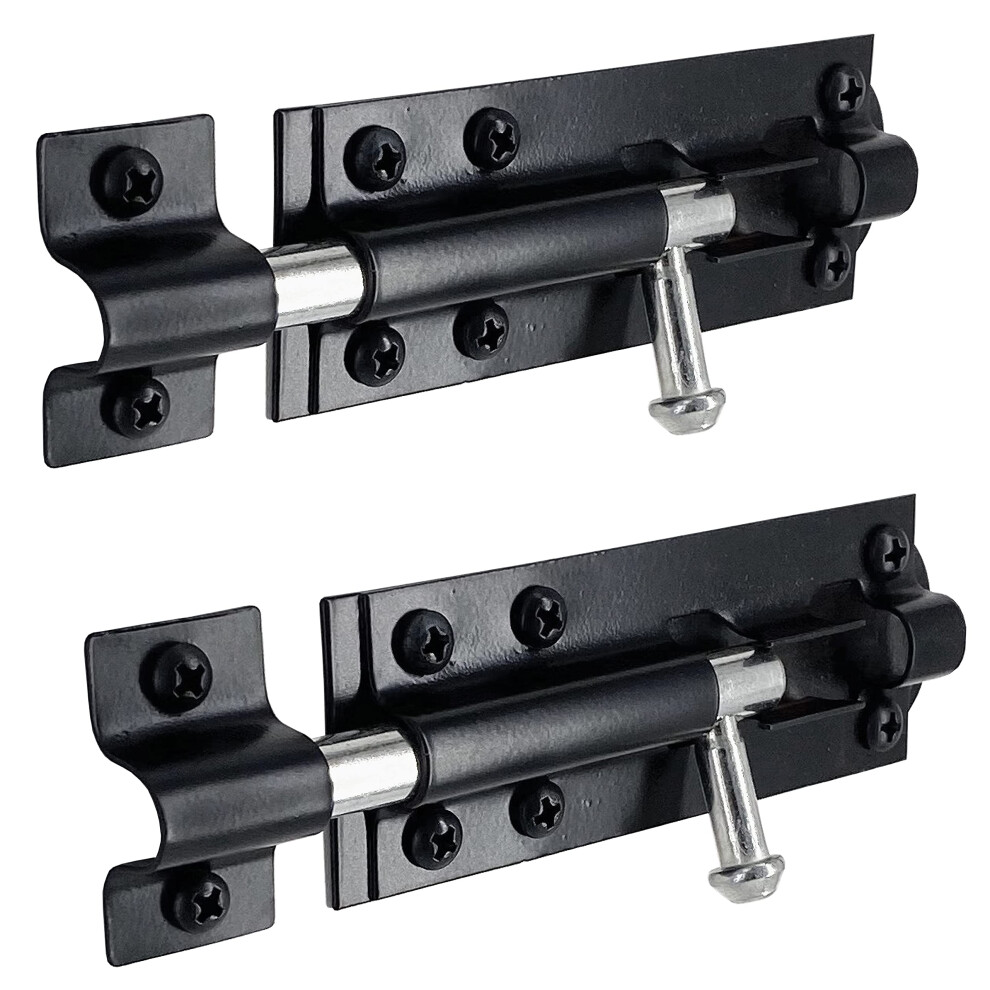 Irontite 2 Pack Tower Bolt Black, Gate Bolts For Wooden Gates, Slide Bolt, Black Door Lock Bolt, Sliding Bolt Lock Or Garden Gate Bolt. 100Mm (4Â) 5009368763928