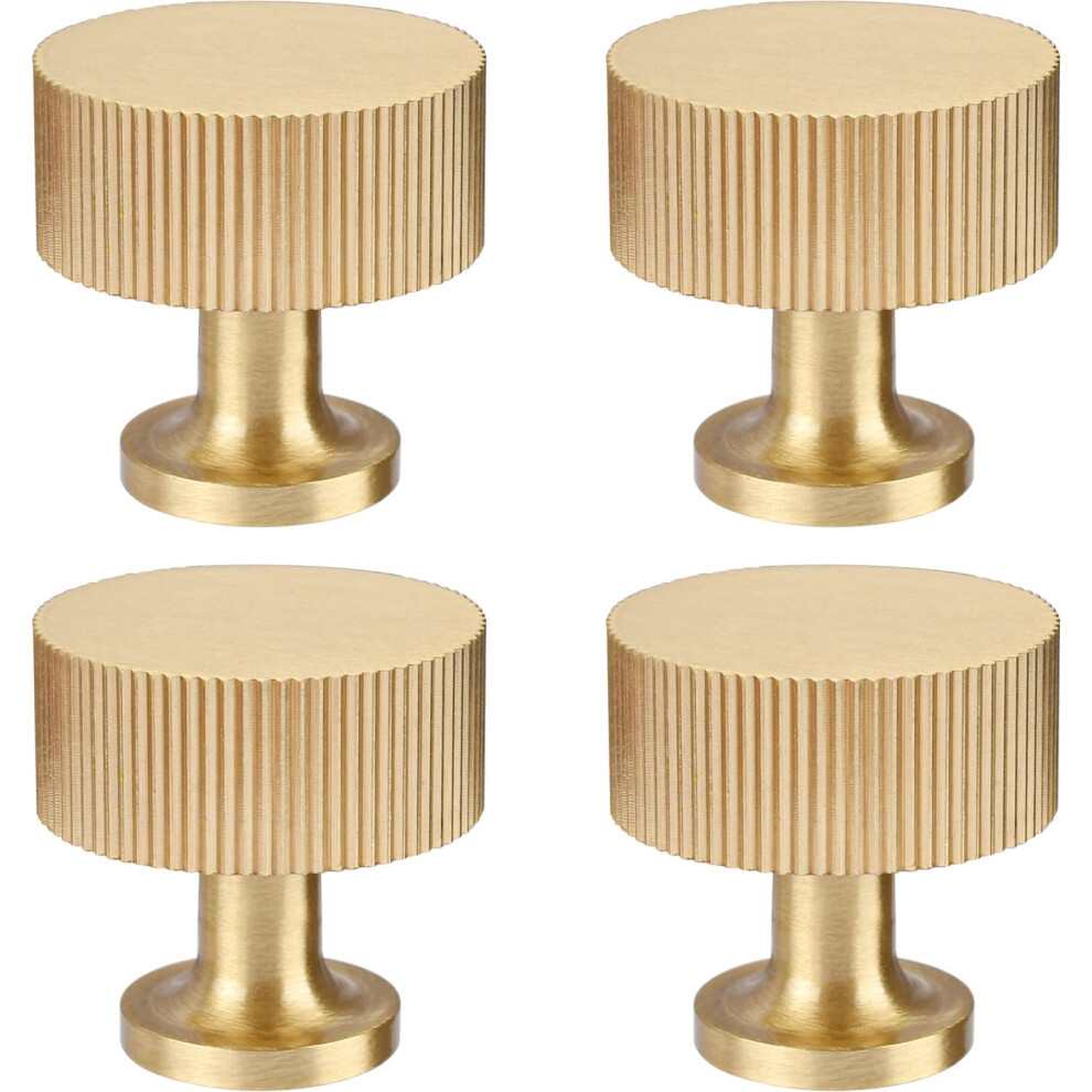 Rzdeal 4Pcs Solid Brass Cabinet Knobs Pulls Cabinet Drawer Dresser Gold Knobs Modern Handles (1"X1"/25Mmx25mm),Brushed Brass Finish 5051226972904