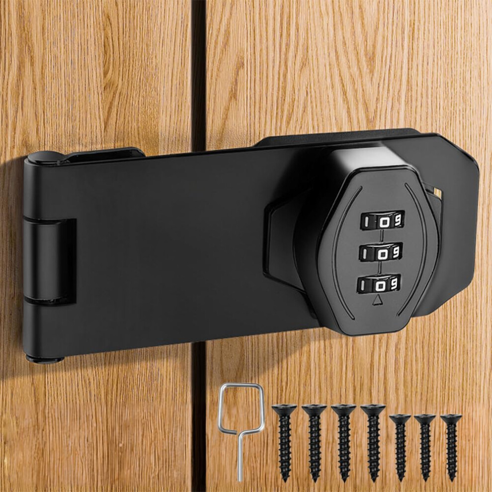 Cabinet Locks Hasp Latch, Password Hasp Locks Stainless Steel Safety Packlock Clasp Hasp Lock Latch, Rotary Door Lock Hasp With Screws For Cabinets 5051226971747