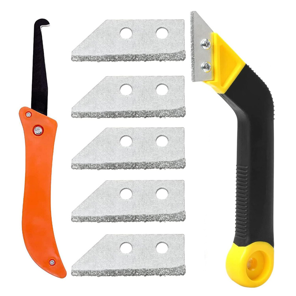 Grout Scraping Rake Tool, Clean Remover Tile Saw Knife With 5 Pieces Extra Replacement Accessories, Tile Grout Hand Saw Angled Grout For Tile Cleanin 5003118395452