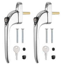 Neoteck Window Handle 2Pcs Inline Window Handle Universal Espag Key Locking Lockable Double Glazing Replacement uPVC Window Handles for All Common