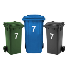 Rubigo 3 x Bin Numbers for Wheelie Bins, 0-99, Letters A-D, 17.5cm Dustbin Stickers, Easy Application Stick On Number Stickers