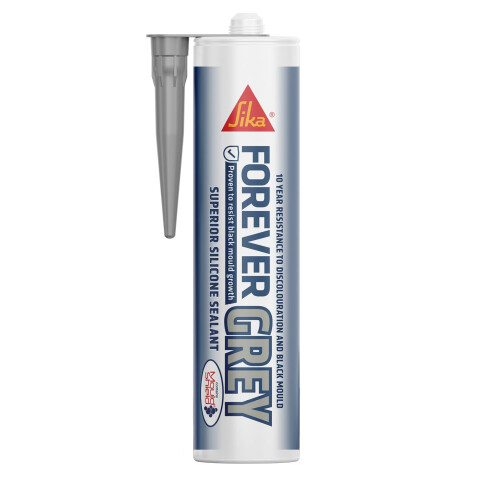 Sika Forever Grey Anti-Mould Silicone Sealant, Grey, 295ml