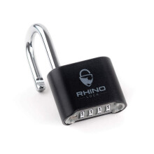 Rhino Lock Secure Lock - Black 4 Digit Combination Padlock for Gym, School & Work Lockers; Coded and Suitable for Outdoor Use with Fences, Hasps