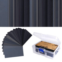 Sandpaper Assorted Wet/Dry, 102 Pieces 60 to 3000 Grit Sandpaper Assortment, 3 x 5.5 Inch Abrasive Paper Sheet with Free Box, for Automotive Sanding