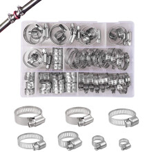 YEYIT 60 Pcs Hose Clips, Jubilee Hose Clamp 7 Sizes Adjustable 6-38mm Range Hose Clamps,Stainless Steel Pipe Clips Assortment with Storage Case