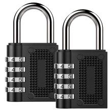 Combination Lock BeskooHome Security Padlock - [2-Pack] Weather Proof Padlock with 4-Digit Smooth Dial for School, Gym, Outdoor Shed Locker -Black