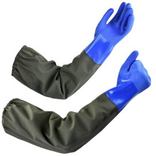 Eulihent 27" Pond Gloves Long Arm Waterproof Drain Cleaning Gloves PVC Reusable Heavy Duty Chemical Resistant Protective Gloves for Aquarium Fishery