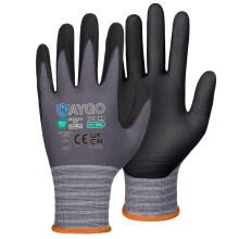 KAYGO 3 Pairs Safety Work Gloves MicroFoam Nitrile Coated, KG18N,Seamless Knit Nylon Glove with Black Micro-Foam Nitrile Grip,Ideal for General