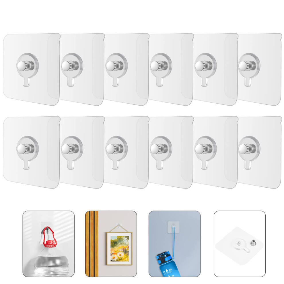 Flintronic 12Pcs Picture Hooks, Self-Adhesive Sticky Hooks For Hanging Pictures, Adhesive Hooks Without Nails Heavy Duty For Living Room, Bedroom 5051226940941