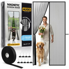 AUGO Magnetic Fly Screen Door - Self Sealing, Heavy Duty, Hands Free Mesh Net Partition Keeps Bugs Out - Pet and Kid Friendly