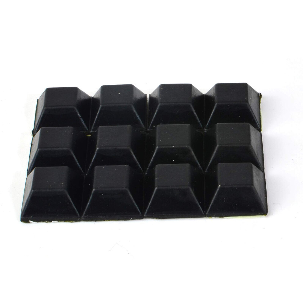 Black Rubber Feet (12Pack) Self Stick Bumper Pads - Adhesive Tall Square Bumpers For Electronics, Appliances, Furniture 5051226993923